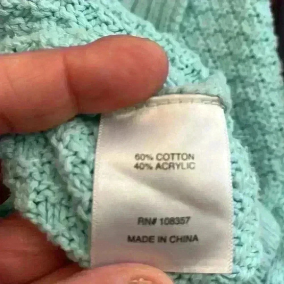 Ana Womens Cozy Turtleneck Chunky Cable Knit Sweater Aqua Blue Size Large - Picture 11 of 11